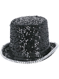 Show details for Fever Deluxe Felt & Sequin Top Hat, Black  Picture of Fever Deluxe Felt & Sequin Top Hat, Black