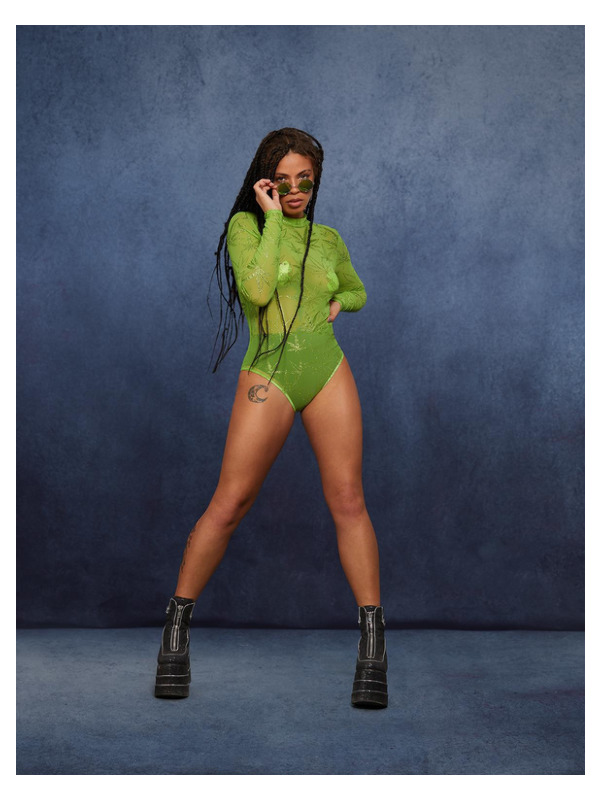Picture of Fever Cannabis Sheer Bodysuit Bust37-38.5",Waist29-30.5",Hip39.5-41",Leg33.75"