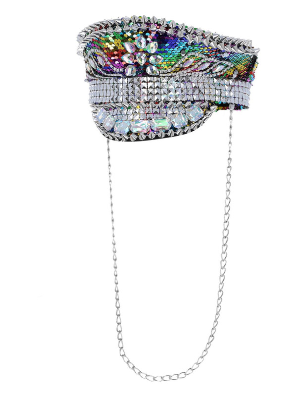 Picture of Fever Deluxe Sequin Studded Captains Hat, Rainbow 