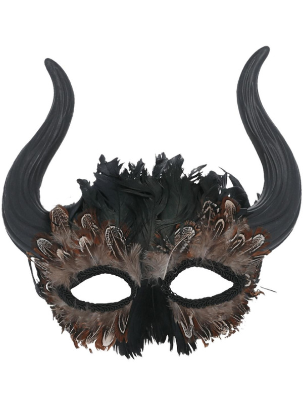 Picture of Feathered Venetian Horned Mask 