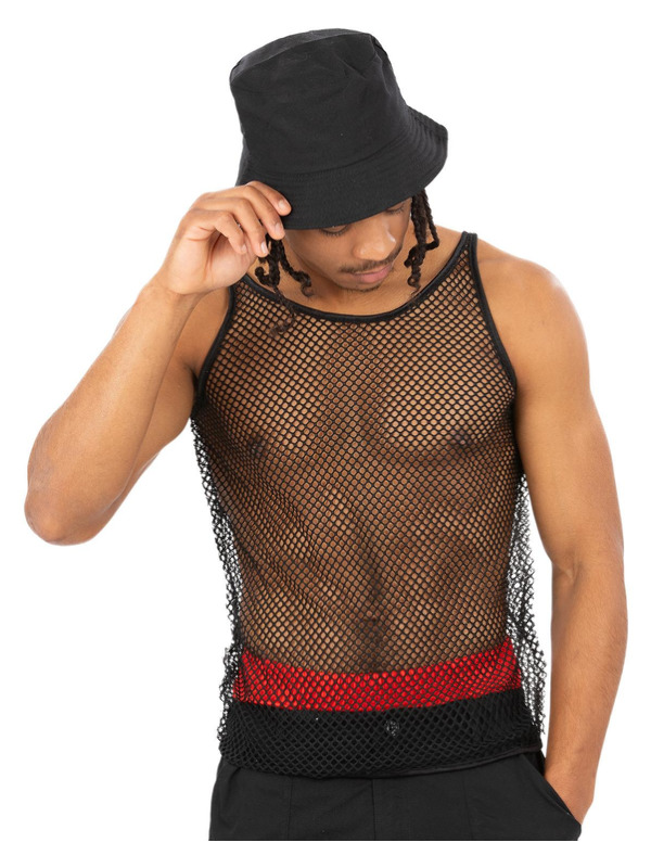 Picture of 90s Unisex String Vest, Black Up to Chest 40",Waist 34",Leg 32.75"