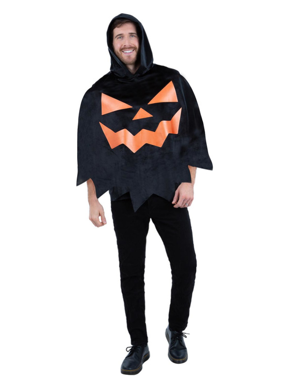 Picture of Black Pumpkin Poncho, Adult Unisex