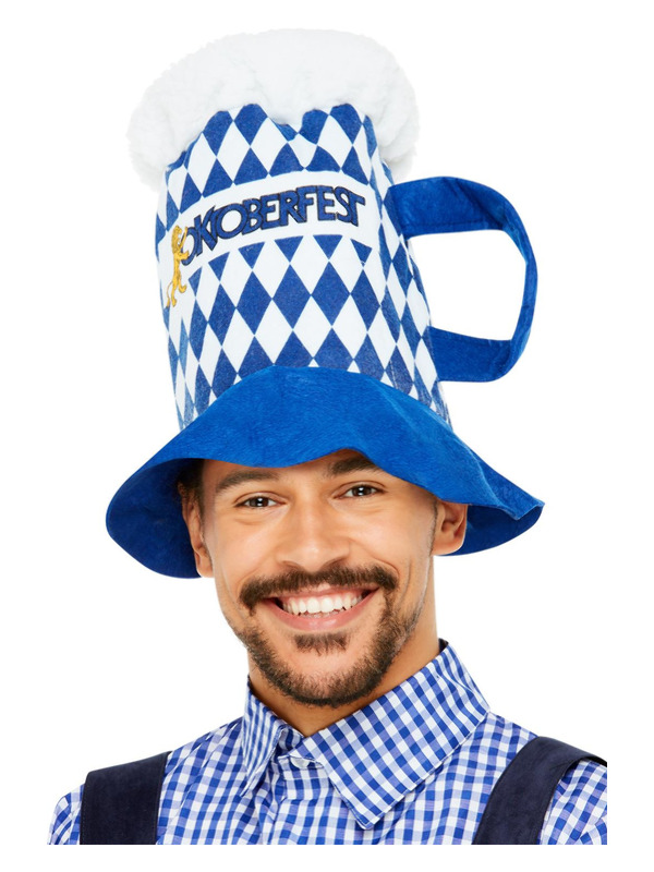 Picture of Beer Festival Beer Hat, Blue  & White Chequered