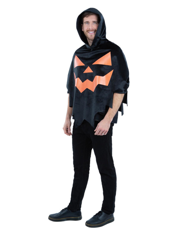 Picture of Black Pumpkin Poncho, Adult Unisex 