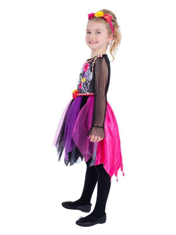 Picture of Day of the Dead Pom-Pom Costume Age 4-6,W21.5-22.5",C23-25",H46-51"