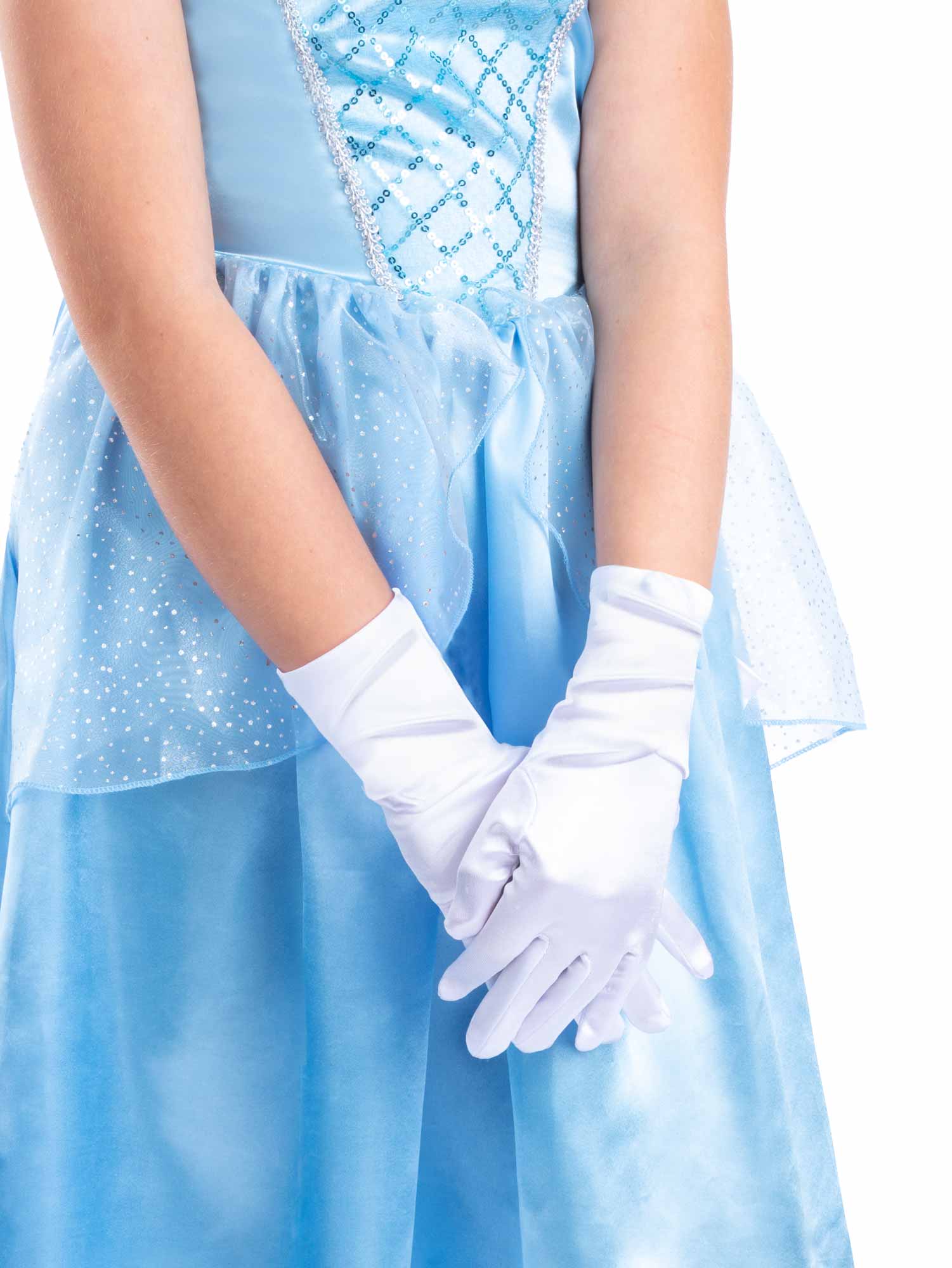 Picture of Girls White Satin Princess Gloves, One Size