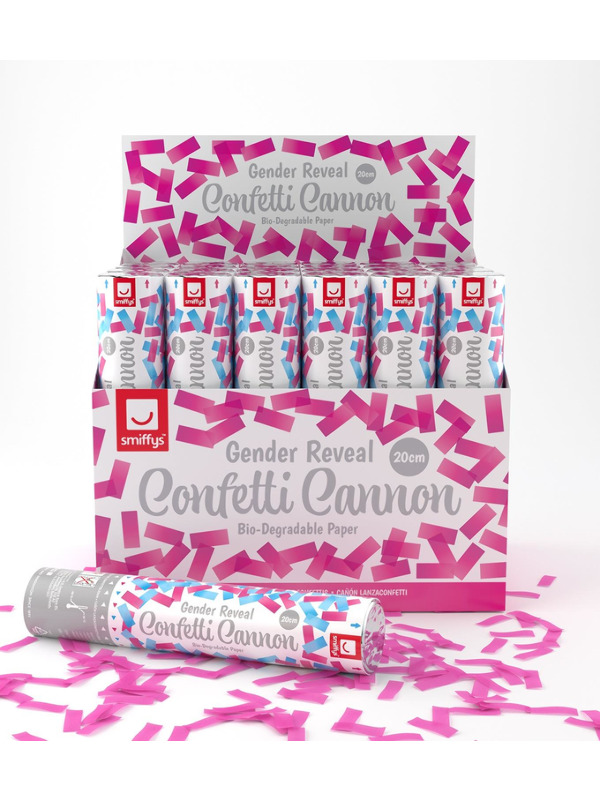 Picture of 20cm Gender Reveal Confetti Cannon, Pink, DB of 24 