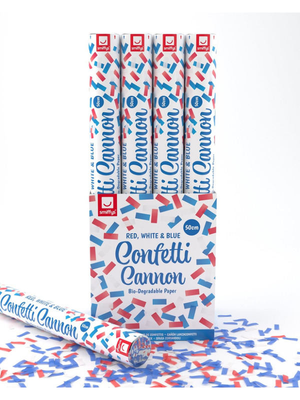 Picture of 50cm Confetti Cannon, Red, White & Blue, DB of 12 