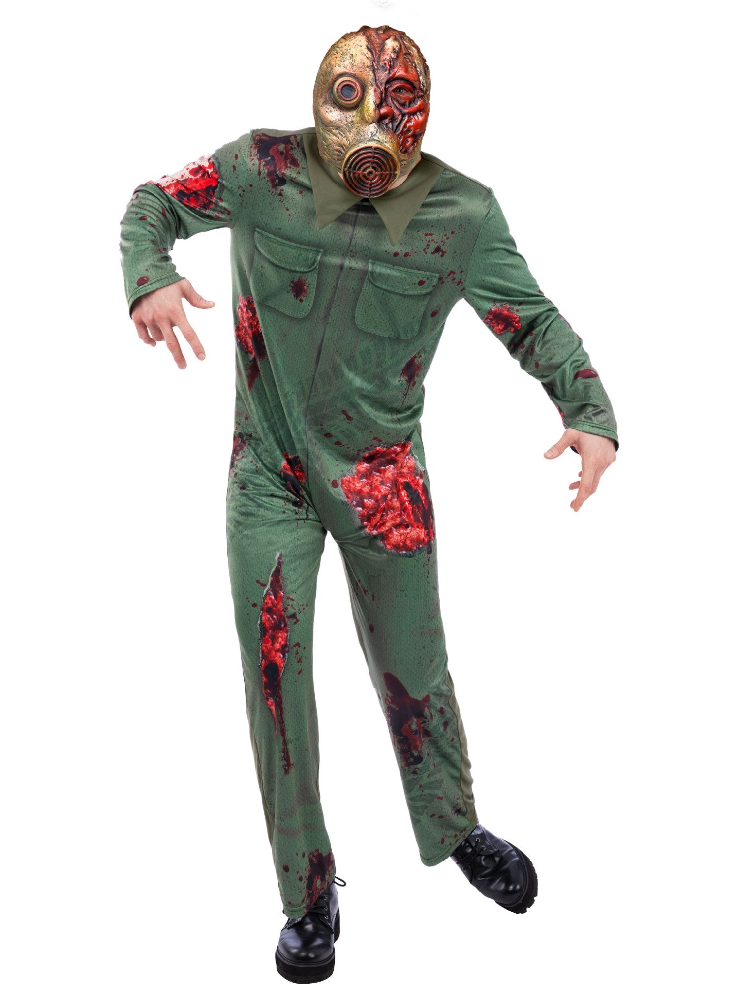 Picture of Revenge Killer Gas Mask Zombie Costume Up to Chest 48",Waist 42",Leg 33.25"