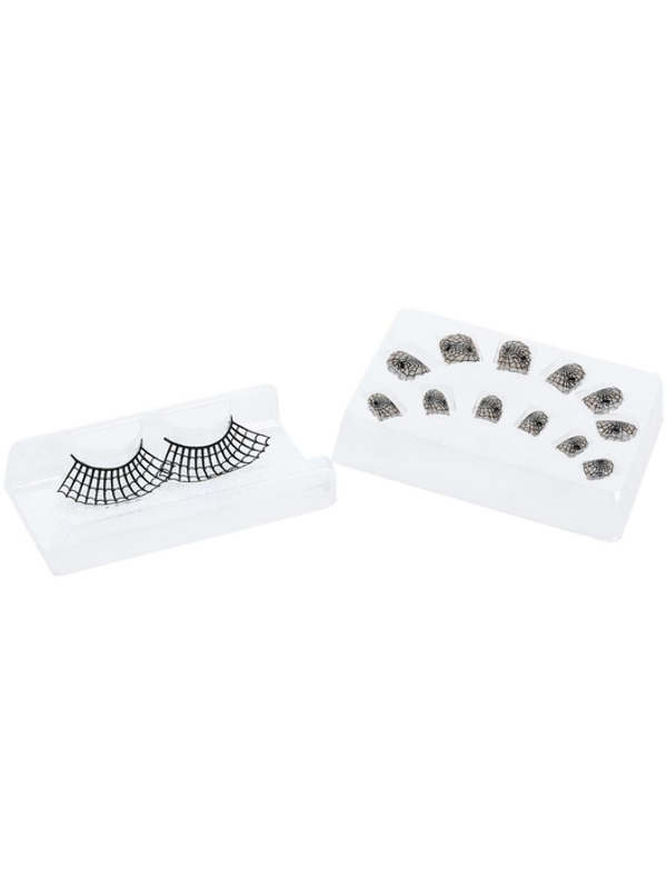 Picture of Smiffys Make-Up FX, Spiderweb Eyelash & Nail Set 