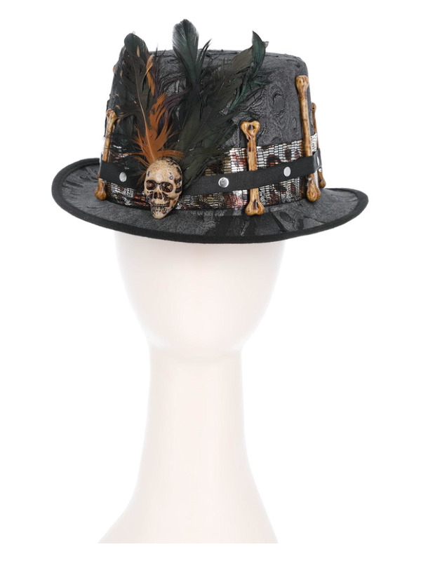 Picture of Witch Doctor Distressed Black Top Hat 