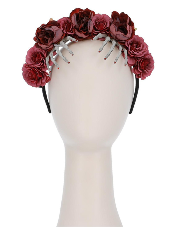 Picture of Red Rose & Skeleton Hand Headband 
