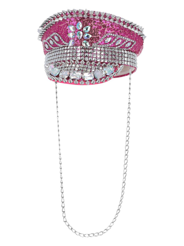 Picture of Fever Deluxe Sequin Studded Captains Hat, Hot Pink 