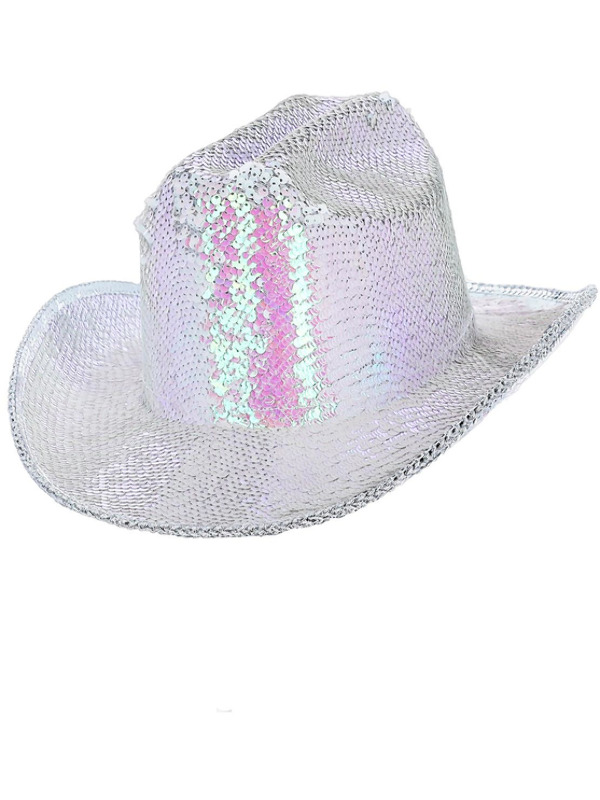 Picture of Fever Deluxe Sequin Cowboy Hat, Iridescent White 