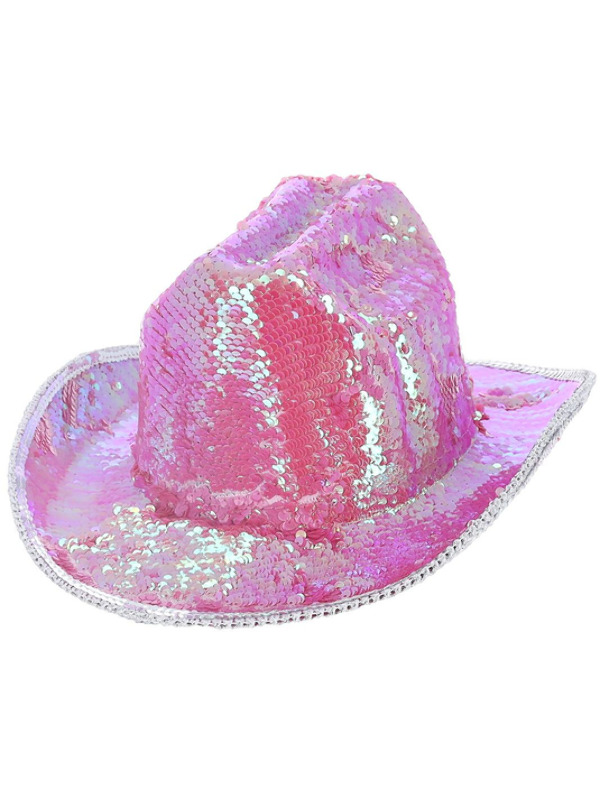 Picture of Fever Deluxe Sequin Cowboy Hat, Iridescent Pink 