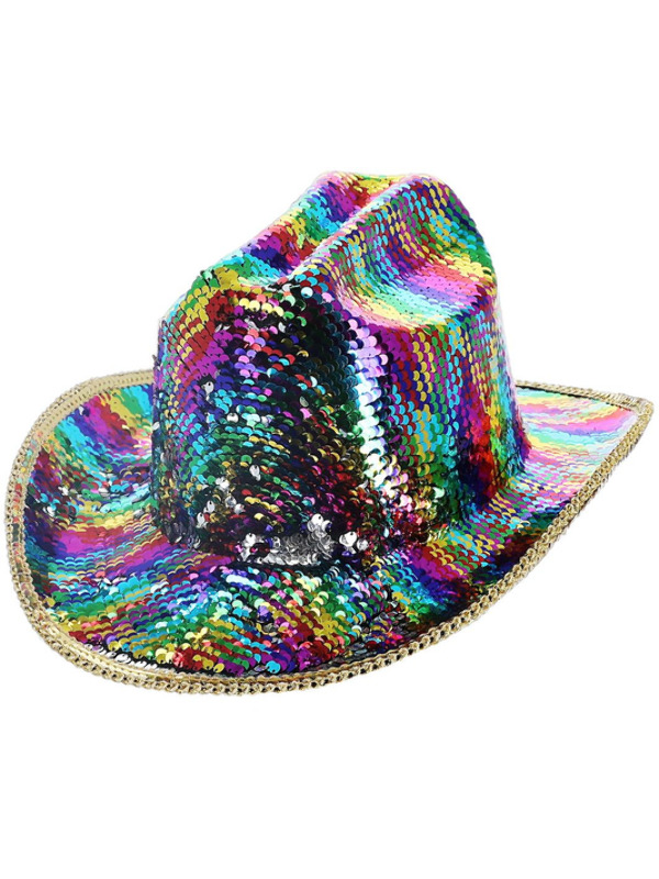 Picture of Fever Deluxe Sequin Cowboy Hat, Rainbow 