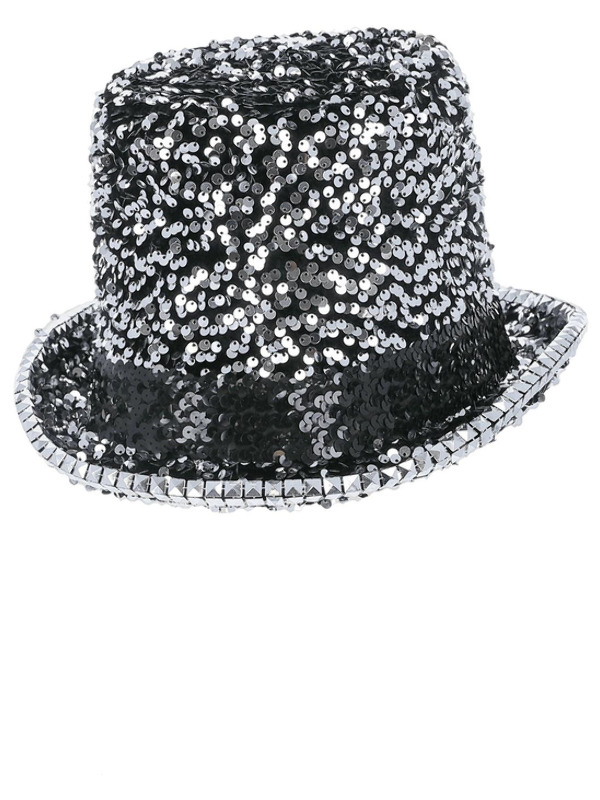 Picture of Fever Deluxe Felt & Sequin Top Hat, Silver 