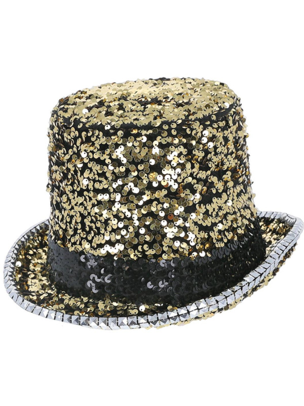 Picture of Fever Deluxe Felt & Sequin Top Hat, Gold 