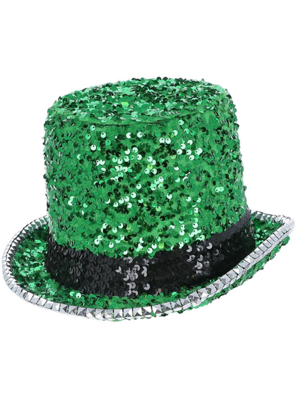 Picture of Fever Deluxe Felt & Sequin Top Hat, Green 