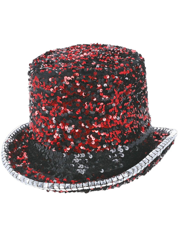 Picture of Fever Deluxe Felt & Sequin Top Hat, Red 