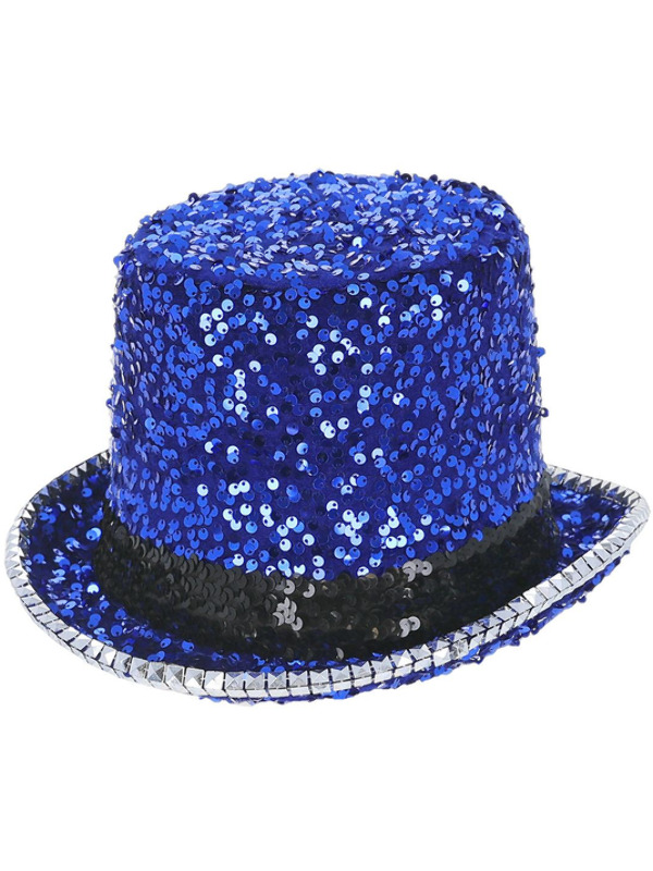 Picture of Fever Deluxe Felt & Sequin Top Hat, Blue 
