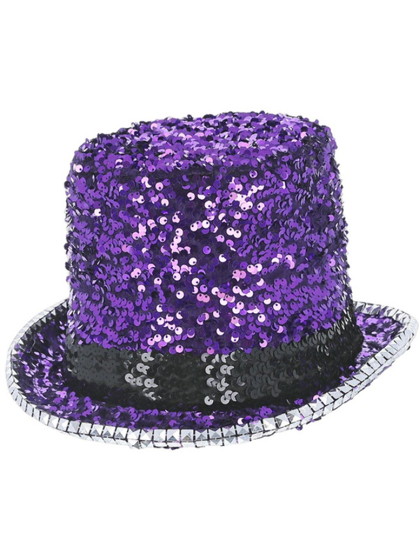 Picture of Fever Deluxe Felt & Sequin Top Hat, Purple 