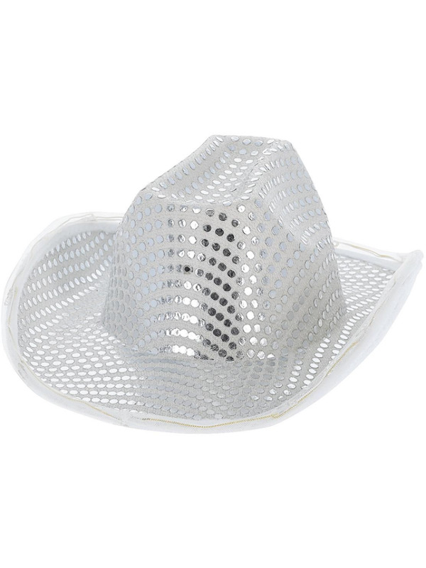 Picture of LED Light Up Sequin Cowboy Hat, Silver 