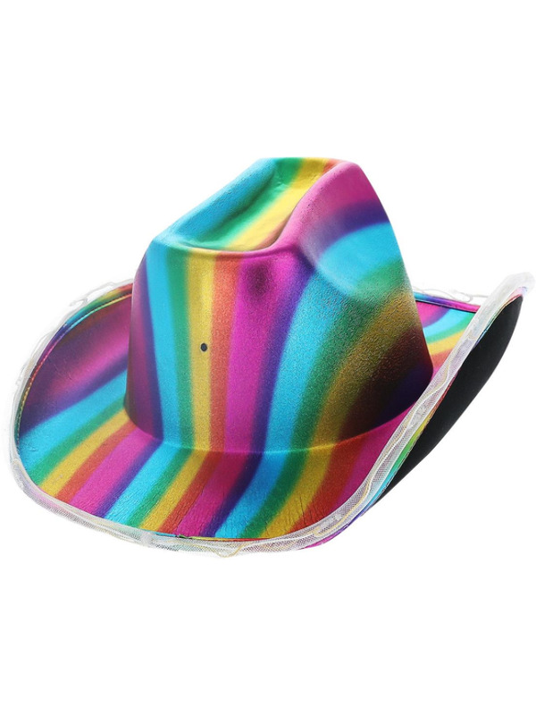 Picture of LED Light Up Metallic Cowboy Hat, Rainbow 