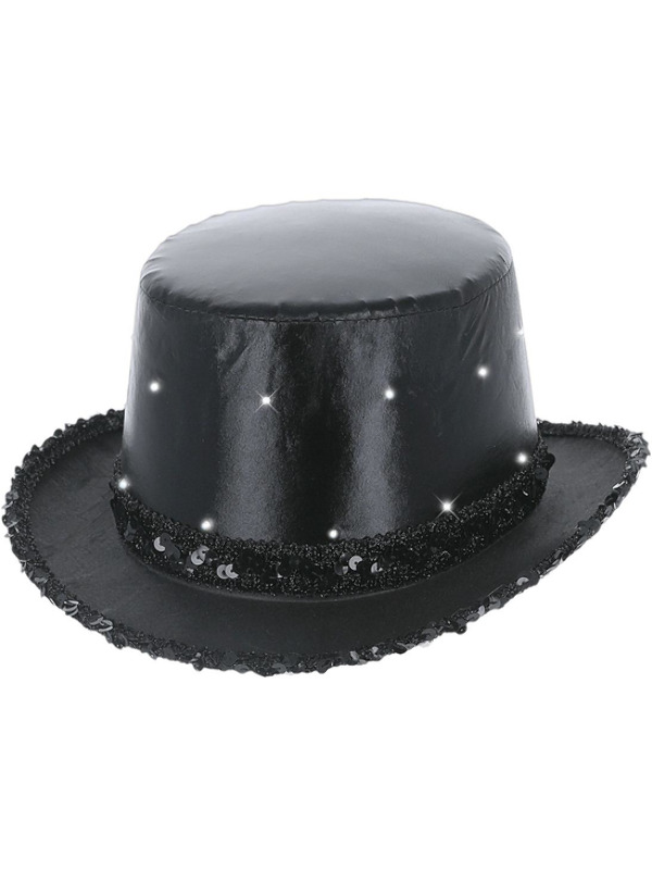 Picture of LED Light Up Metallic Top Hat, Black 