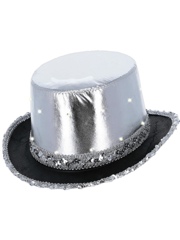 Picture of LED Light Up Metallic Top Hat, Silver  