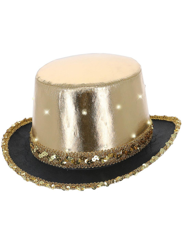Picture of LED Light Up Metallic Top Hat, Gold 