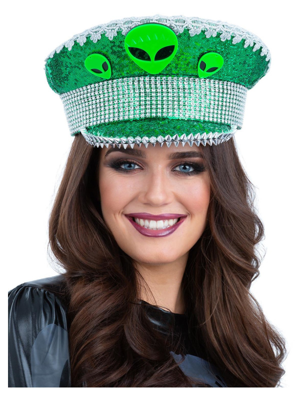 Picture of Fever Deluxe Alien Sequin Captains Hat 
