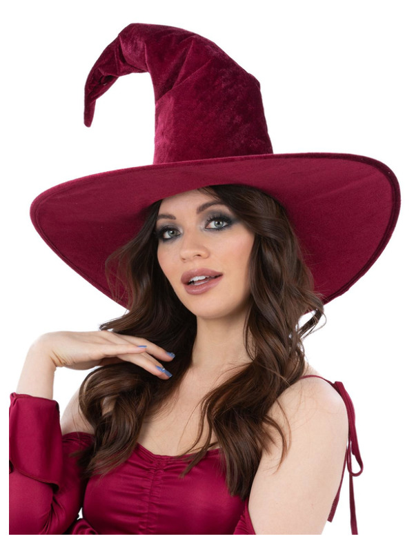 Picture of Burgundy Velour Witch Hat 