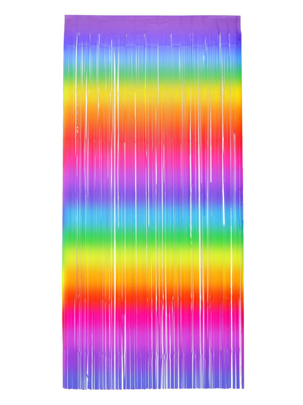 Picture of Matt Fringe Curtain Backdrop, Rainbow Stripe 