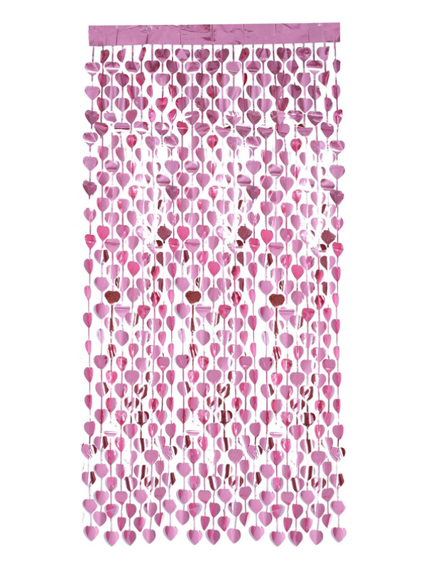 Picture of Heart Foil Curtain Backdrop, Pink 