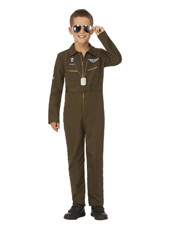 Picture of Top Gun Maverick Child's Aviator Costume, Green Age 10-12Y,W25.5-26.5",C30-31.5",H58-63"