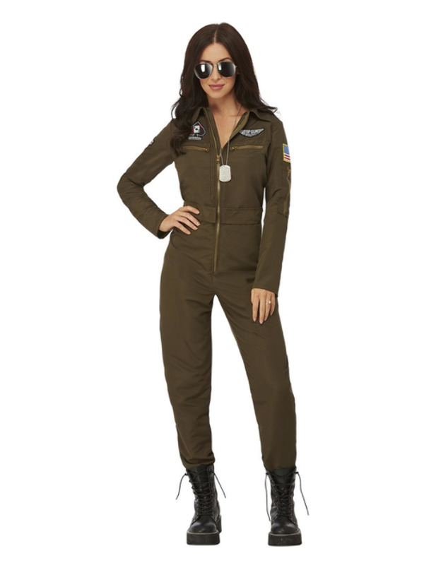 Picture of Top Gun Maverick Ladies Aviator Costume, Green Bust37-38.5",Waist29-30.5",Hip39.5-41",Leg33.75"
