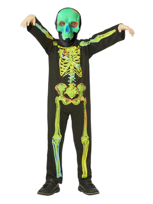 Picture of Neon Skeleton Glow in the Dark Costume Age 4-6,W21.5-22.5",C23-25",H46-51"