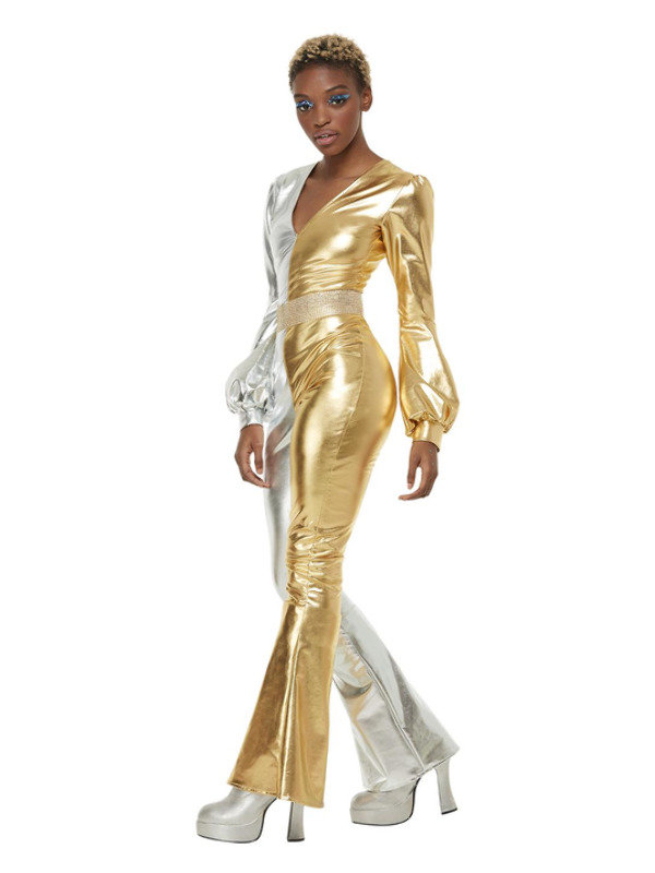 Picture of 70s Super Chic Costume, Gold & Silver Bust37-38.5",Waist29-30.5",Hip39.5-41",Leg33.75"