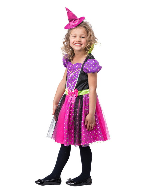 Picture of Spotty Witch Costume Age 4-6,W21.5-22.5",C23-25",H46-51"