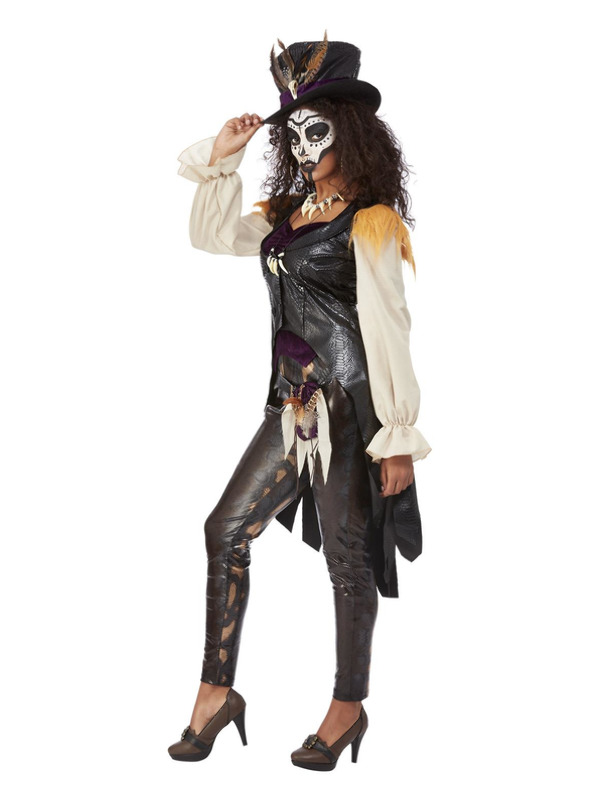 Picture of Deluxe Voodoo Witch Doctor Costume, Black Bust34.5-35.5",Waist26.5-27.5",Hip37-38",Leg32.5" 