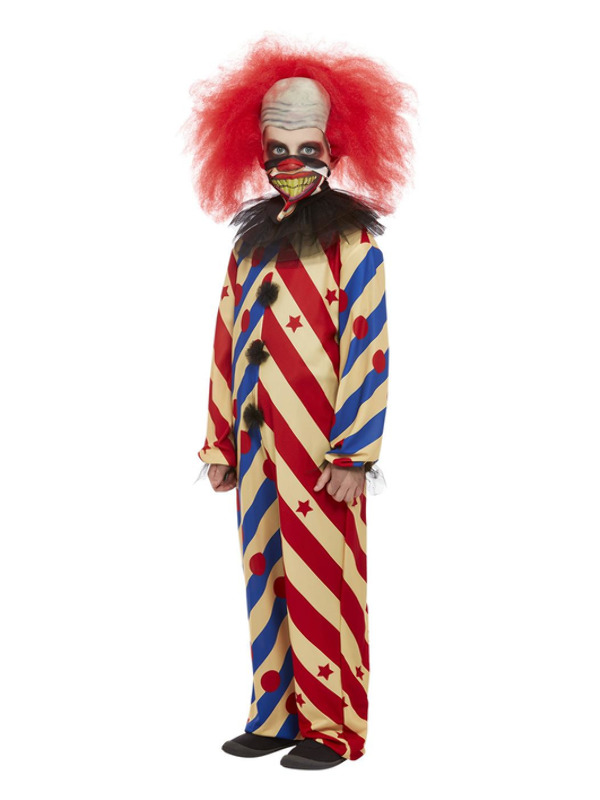 Picture of Creepy Clown Costume, Red & Blue Age 4-6,W21.5-22.5",C23-25",H46-51"