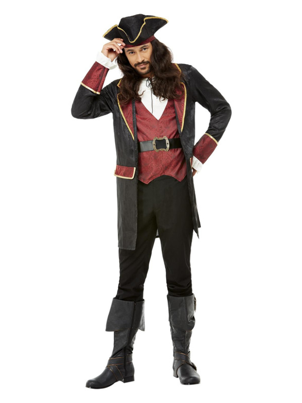 Picture of Deluxe Swashbuckler Pirate Costume, Black Chest 42"-44",Waist 36"-38",Leg 33"
