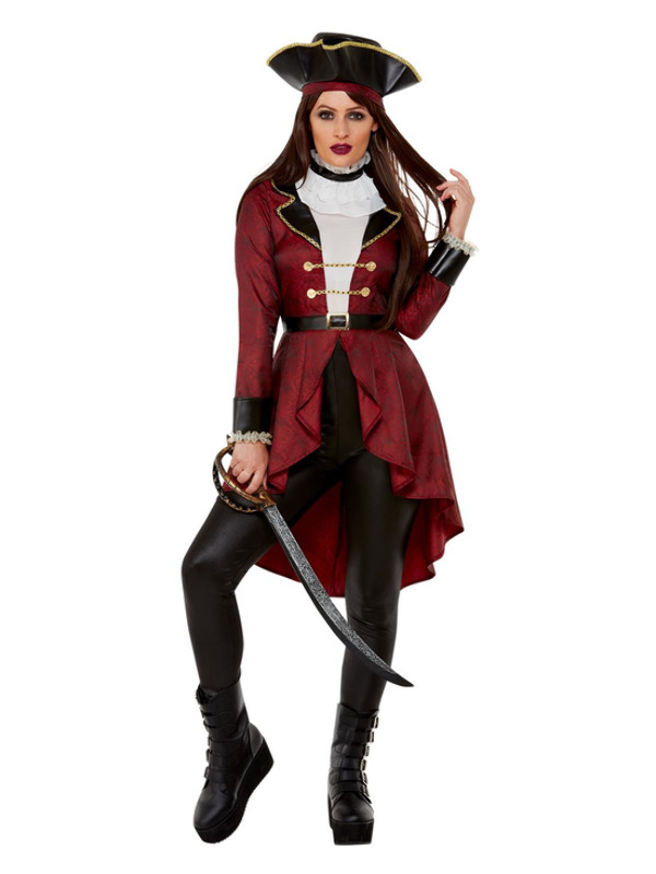 Picture of Deluxe Swashbuckler Pirate Costume, Burgundy Bust37-38.5",Waist29-30.5",Hip39.5-41",Leg33.75"
