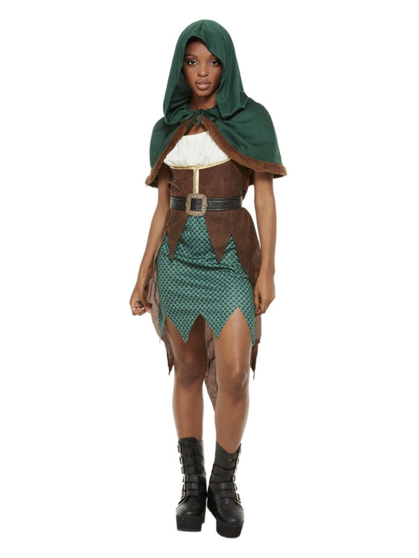 Picture of Deluxe Forest Archer Costume, Green Bust34.5-35.5",Waist26.5-27.5",Hip37-38",Leg32.5" 