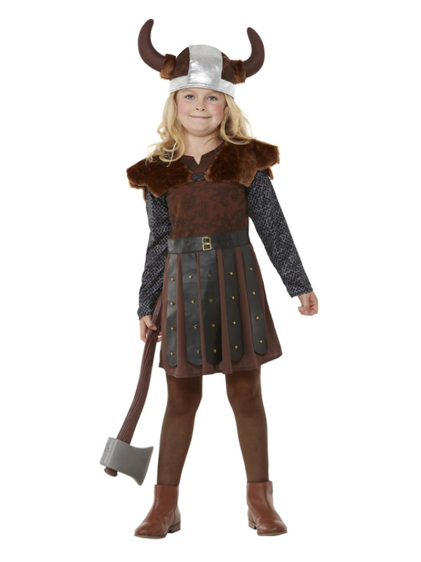 Picture of Deluxe Viking Princess Costume, Brown Age 4-6,W21.5-22.5",C23-25",H46-51"